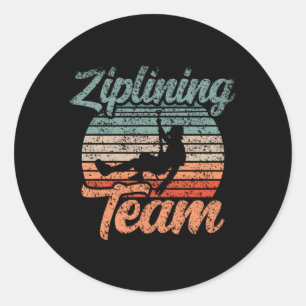 Pegatina Redonda Ziplining Team Hobby Zipline Sports