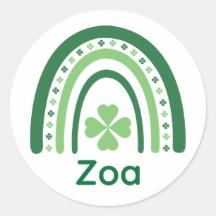 Pegatina Redonda Zoa Name Clover Boho Rainbow