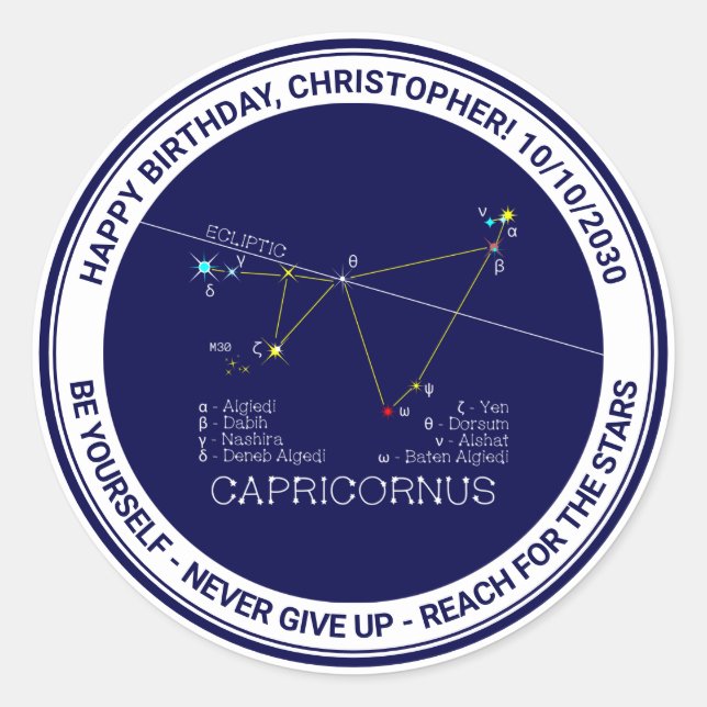 Pegatina Redonda Zodiac Constellation Capricornus (Anverso)