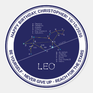 Pegatina Redonda Zodiac Constellation Leo
