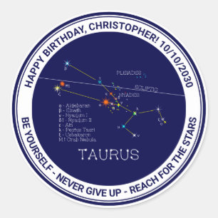 Pegatina Redonda Zodiac Constellation Taurus