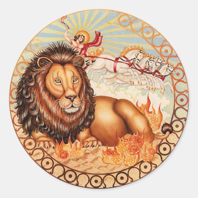 Pegatina Redonda Zodiac Leo - ¡Personalizar! (Anverso)