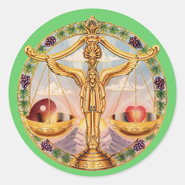 Pegatina Redonda Zodiac Libra - Personalizar! (Anverso)