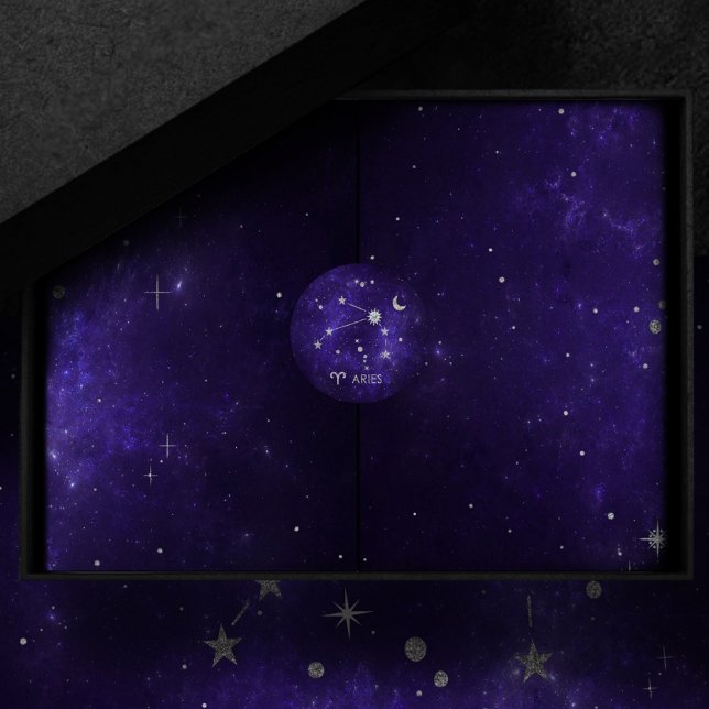 Pegatina Redonda Zodiac Purple Aries | Horoscopio Astrológico Cósmi (Subido por el creador)