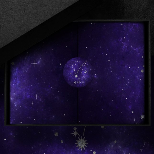 Pegatina Redonda Zodiac Purple Pisces | Horoscopio Astrológico Cósm (Subido por el creador)