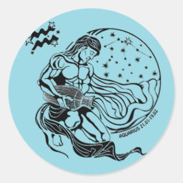 Pegatina Redonda zodiac sign acquarius