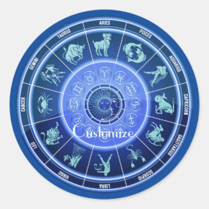 Pegatina Redonda Zodiac Sun Rótulo Astrología Calendario Thunder_Co