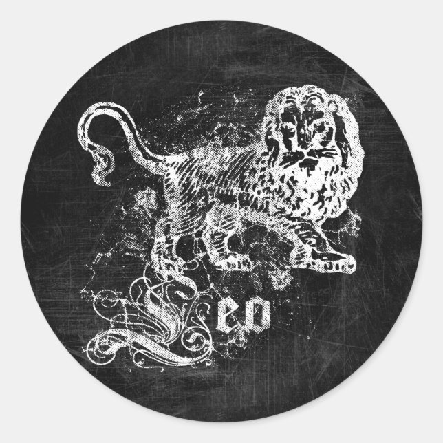 Pegatina Redonda Zodiac Vintage Leo (Anverso)