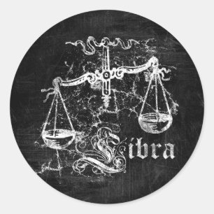 Pegatina Redonda Zodiac Vintage Libra