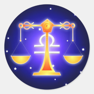 Pegatina Redonda Zodiaco lindo del libra