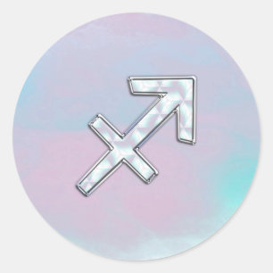 Pegatina Redonda Zodiaco moderno en estilo perla