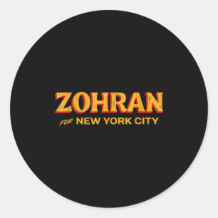 Pegatina Redonda Zohran Mamdani Para Alcalde De Nyc Divertido Genia