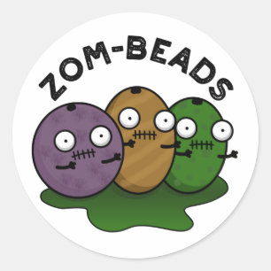 Pegatina Redonda Zom-abalorios Funny Halloween Zombie Beads Pun