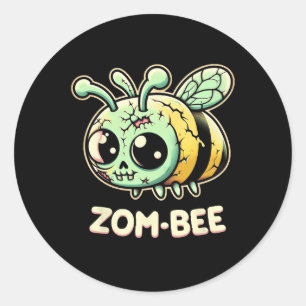 Pegatina Redonda Zom-bee Adorablemente espeluznante Zombie Bee Pers