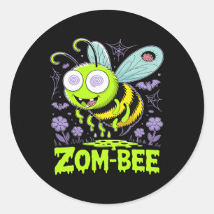 Pegatina Redonda Zom-bee Cute Zombie Bee Funny Halloween Tee