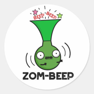 Pegatina Redonda Zom-beep Funny Halloween Zombie Honker Pun