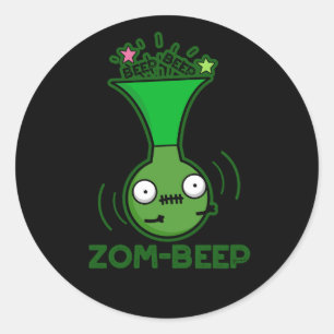 Pegatina Redonda Zom-beep Funny Zombie Honker Pun Dark BG