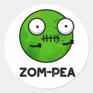 Pegatina Redonda Zom-pea Funny Halloween Zombie Pea Pun