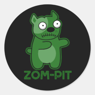 Pegatina Redonda Zom-pit Funny Halloween Zombie Pun Dark BG
