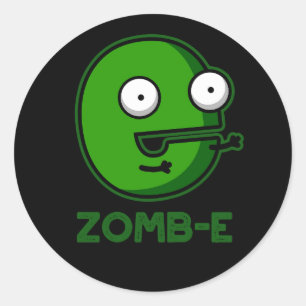 Pegatina Redonda Zomb-E Funny Halloween Zombie Alphabet Pun