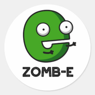 Pegatina Redonda Zomb-E Funny Halloween Zombie Alphabet Pun