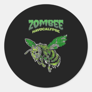 Pegatina Redonda Zombee Havocalypse Soky Funny Halloween Bee W_hock