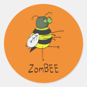 Pegatina Redonda ZomBEE Zombie Bee Pegatinas divertidos de Hallowee