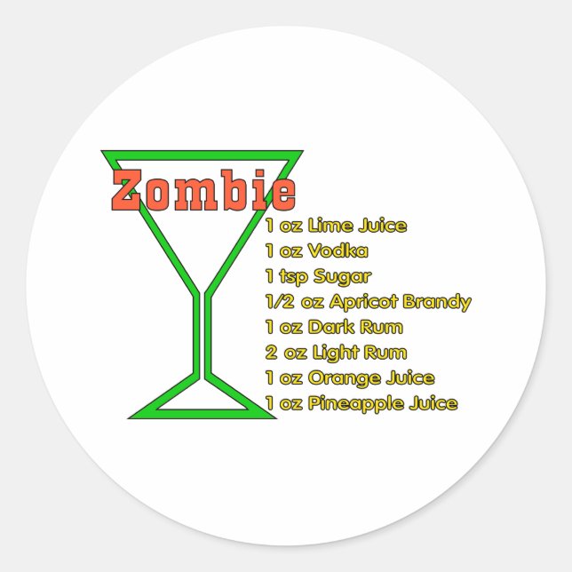 Pegatina Redonda Zombie (Anverso)