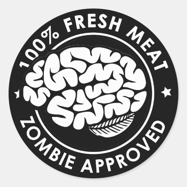 Pegatina Redonda Zombie aprobado invertido (Anverso)