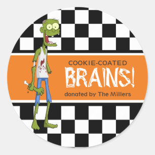 Pegatina Redonda Zombie Brains ID213