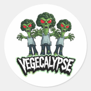 Pegatina Redonda Zombie Broccoli - Vegecalypse