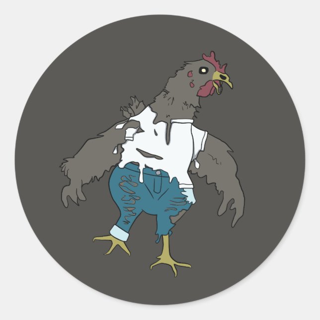 Pegatina Redonda Zombie Chicken (Anverso)