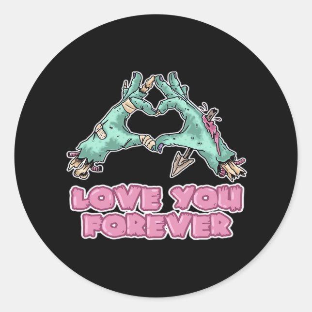 Pegatina Redonda Zombie Classic - Skeleton Heart And Hands (Anverso)