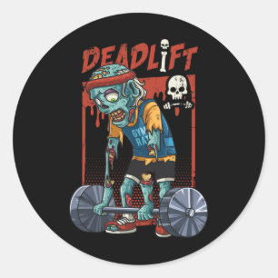 Pegatina Redonda Zombie Deadlift Peso Levantamiento Halloween Fitne