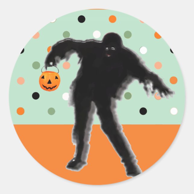 Pegatina Redonda Zombie divertido de Halloween (Anverso)