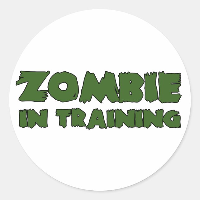 Pegatina Redonda Zombie En Entrenamiento (Anverso)