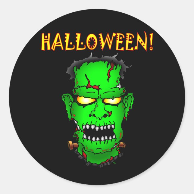 Pegatina Redonda Zombie Frankenstein (Anverso)
