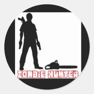 Pegatina Redonda Zombie-Hunter