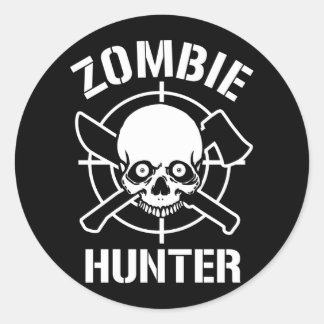 Pegatina Redonda Zombie Hunter