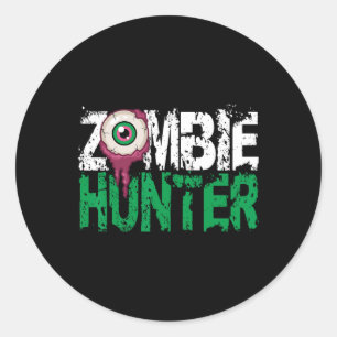 Pegatina Redonda Zombie Hunter Halloween Shirte Cute Con Un Hun Ojo