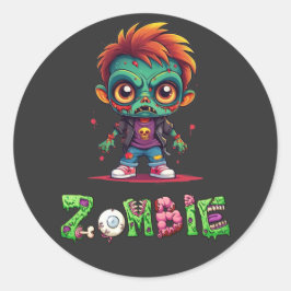 Pegatina Redonda Zombie Kid - Ash