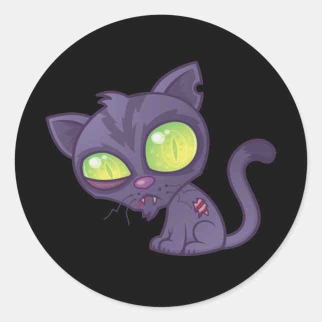 Pegatina Redonda Zombie Kitty (Anverso)
