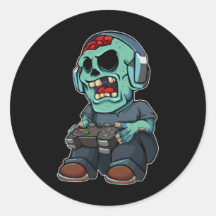 Pegatina Redonda Zombie Lazy Halloween disstume divertidos juegos v