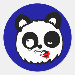 Pegatina Redonda Zombie Panda Head