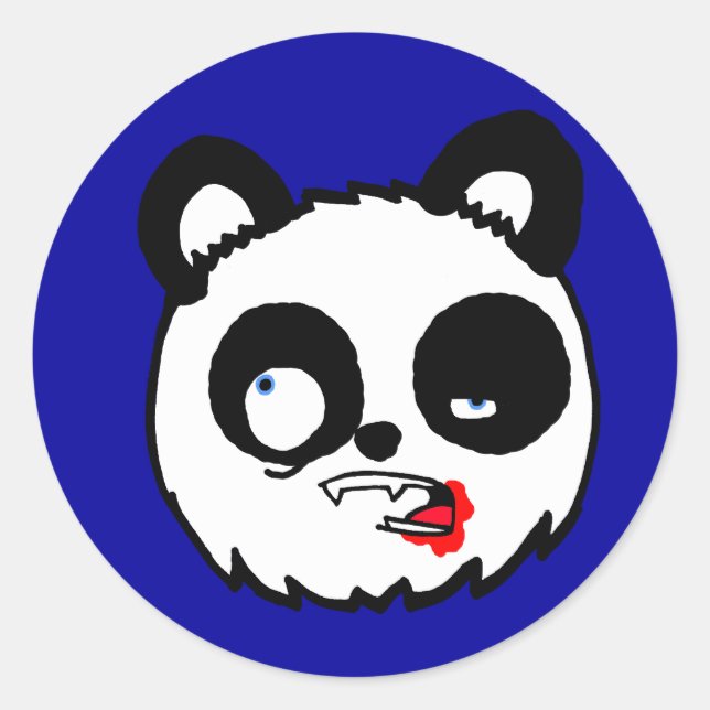 Pegatina Redonda Zombie Panda Head (Anverso)