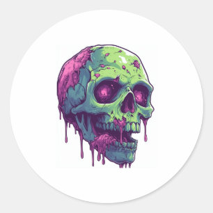 Pegatina Redonda Zombie Skull Apocalypse