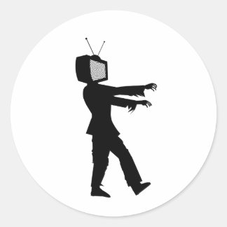 Pegatina Redonda Zombie TV Guy de Chillee Wilson