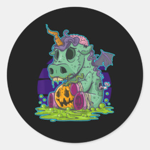 Pegatina Redonda Zombie Unicornio disfraz de Halloween Fantasma-Mum