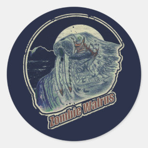 Pegatina Redonda Zombie Walrus