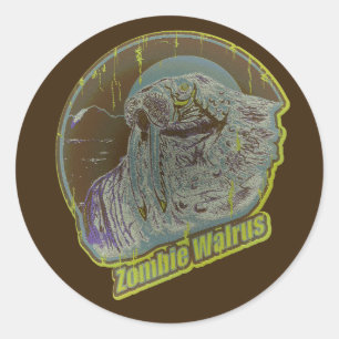 Pegatina Redonda Zombie Walrus